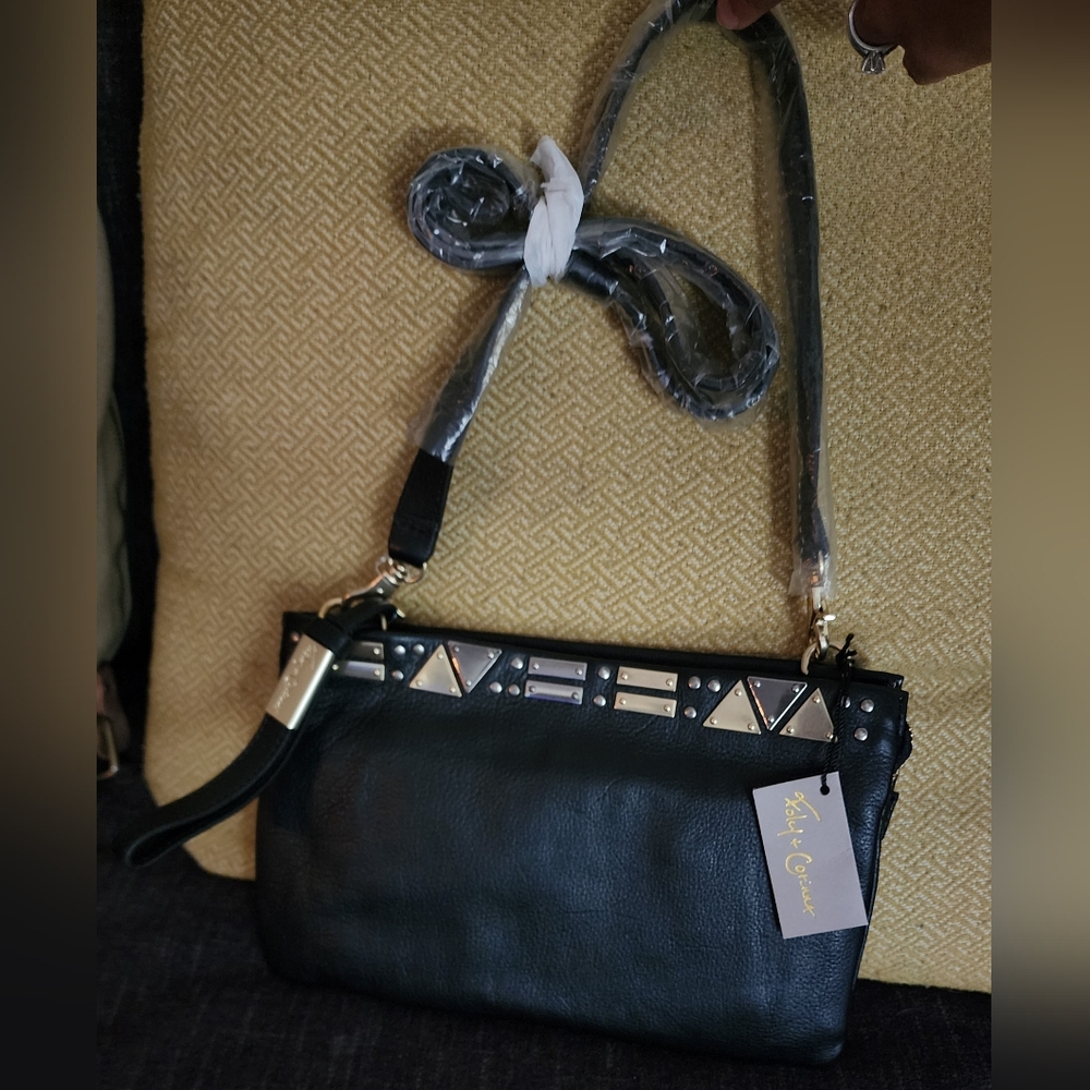 Foley + Corinna Black & Gold Crossbody Bag with Classic Design